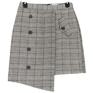 Chriselle Lim Asymmetric Plaid Glen Check Button Wrap Mini Skirt Women S